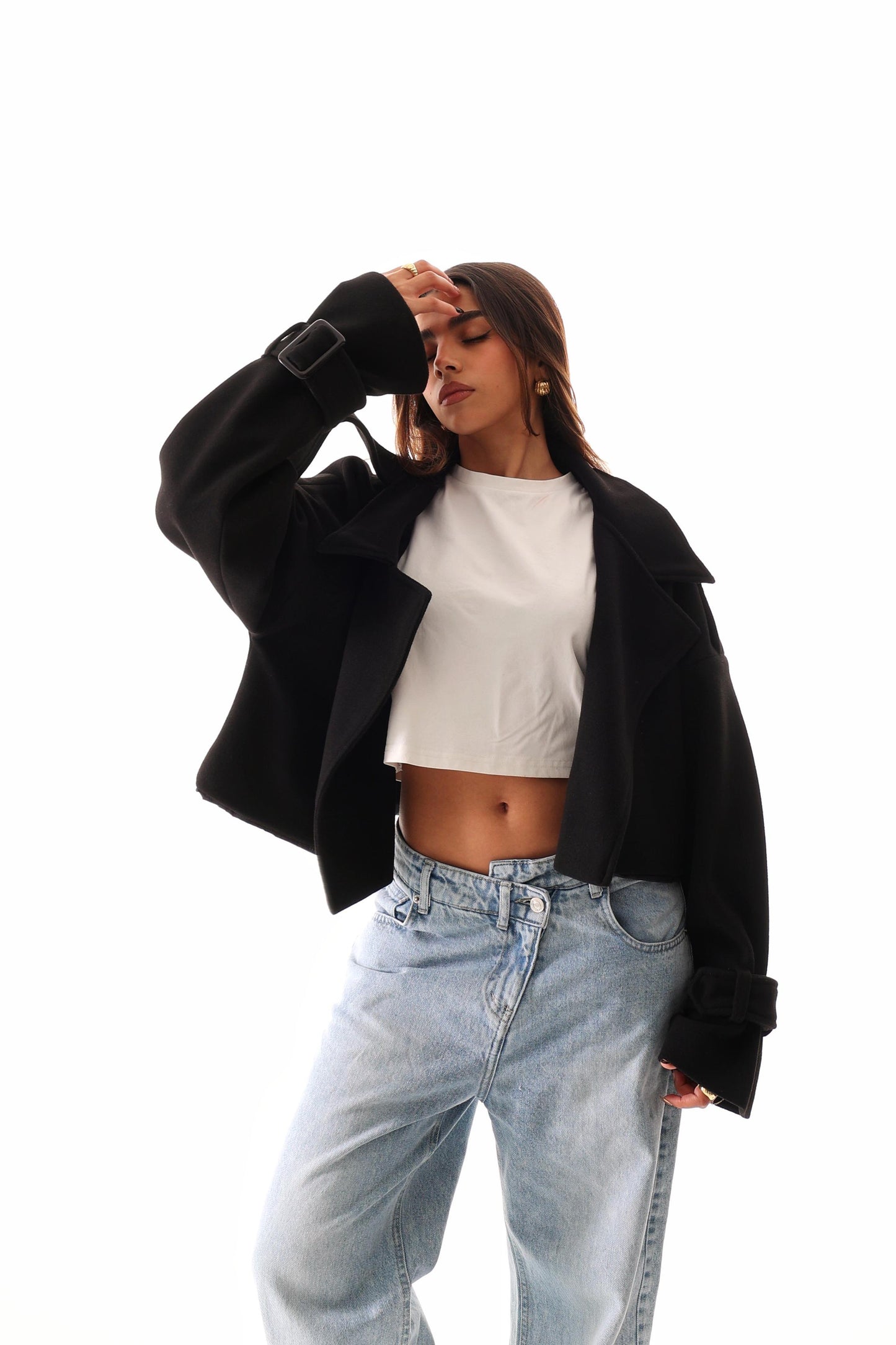 Oversized Black Cropped Coat