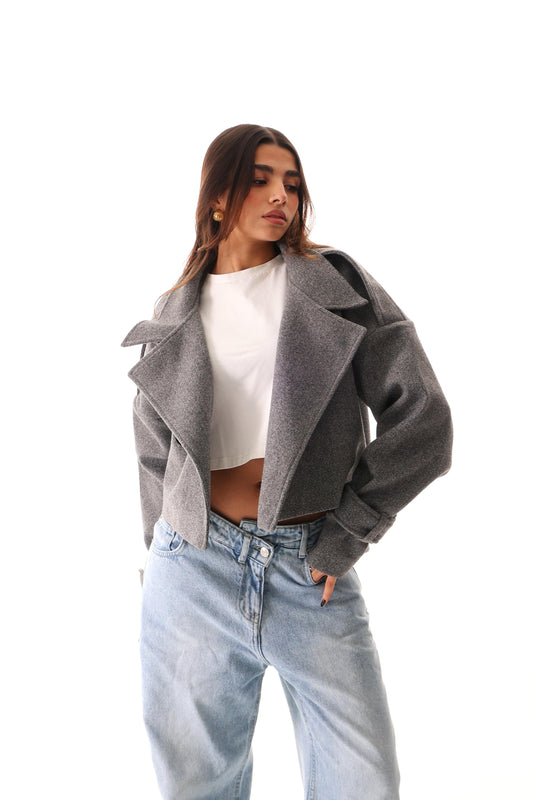 Oversized Grey Cropped Coat
