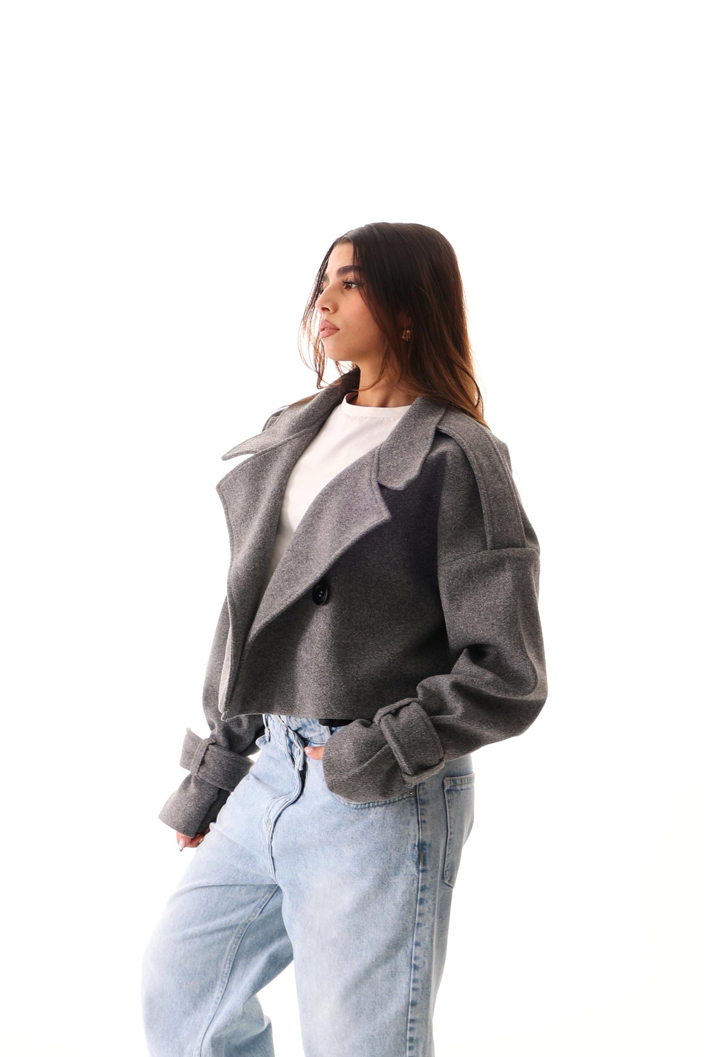 Oversized Grey Cropped Coat
