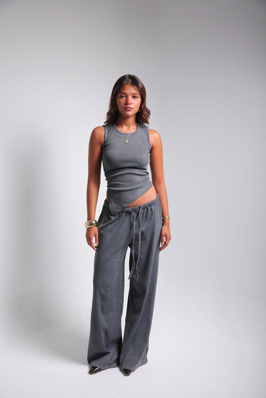 Ribbed Cotton Set - Gray