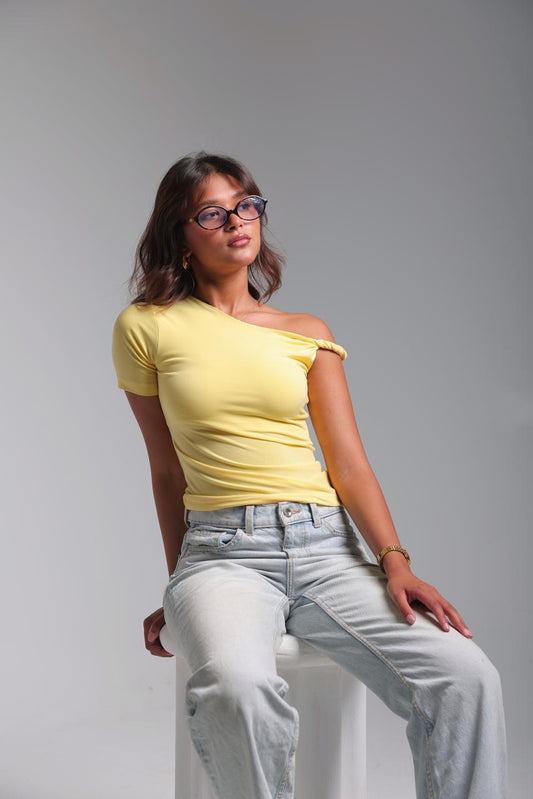 Twist Shoulder Top - Yellow